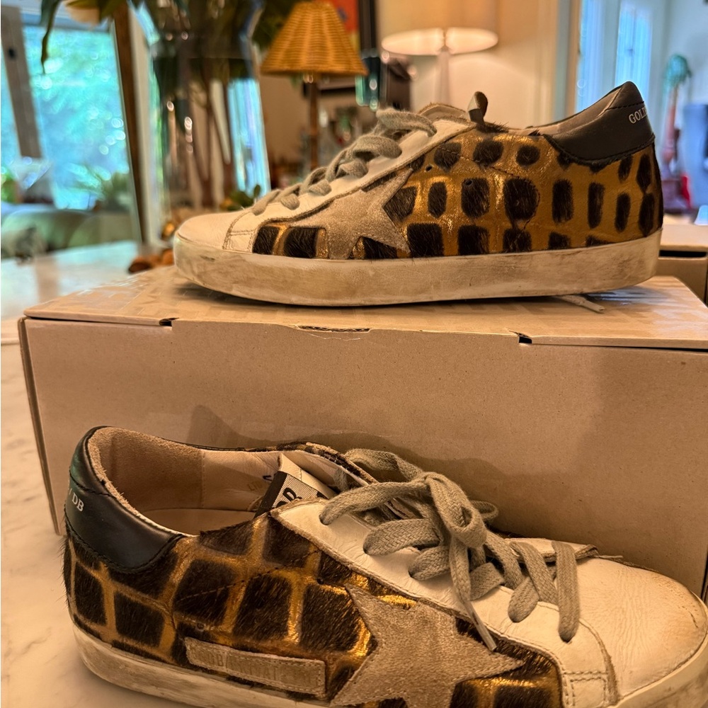 Golden Goose Leopard Print Superstar Sneakers